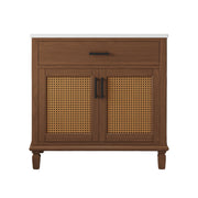 Bathroom Vanity With Ceramic Sink, Modern Free Standing Cabinet With Soft Close Drawers