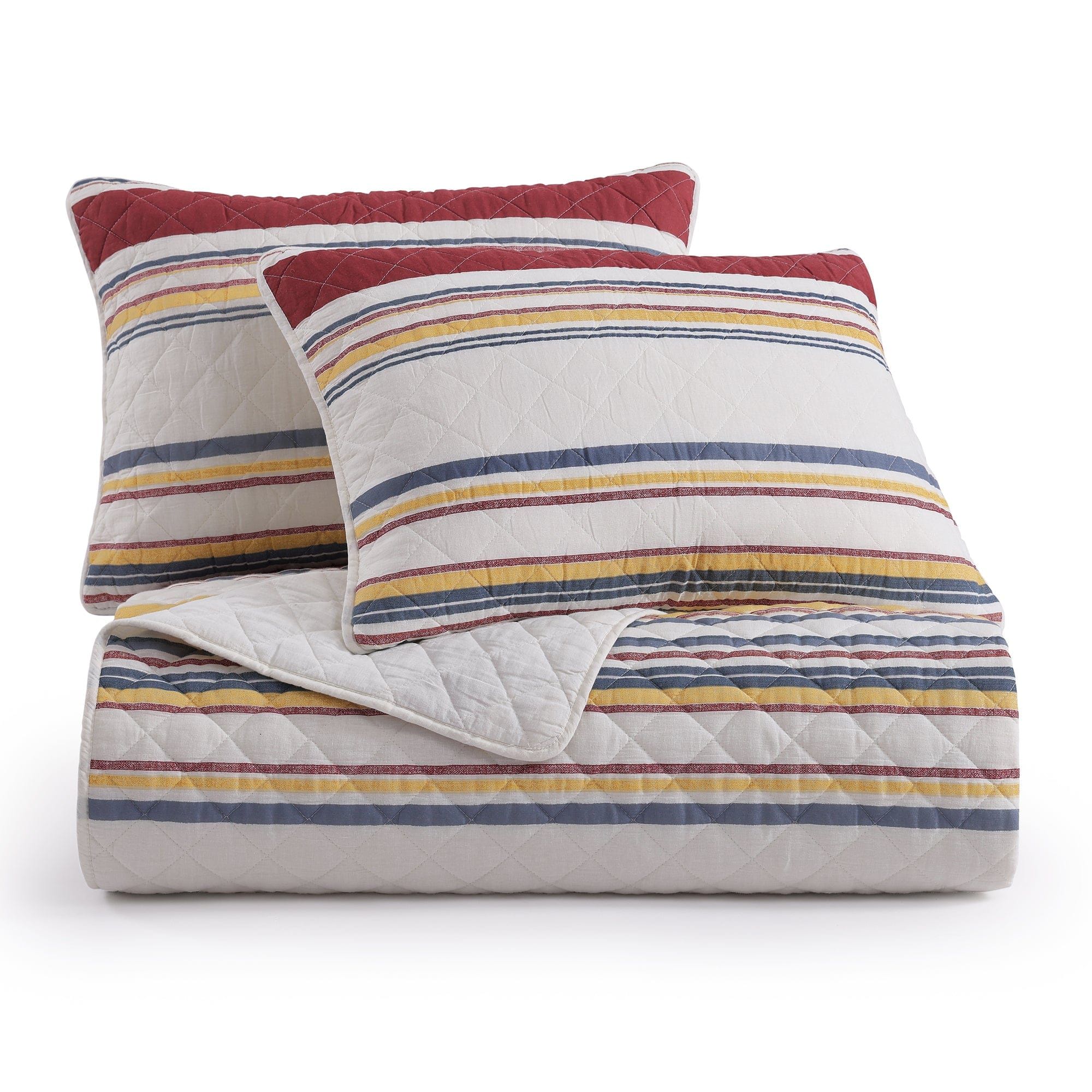 Mystic Stripe - Full/Queen Cotton Gauze Quilt Set (Set of 3) - Merlot