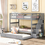 Stairway Bunk Bed & Storage And Guard Rail For Bedroom