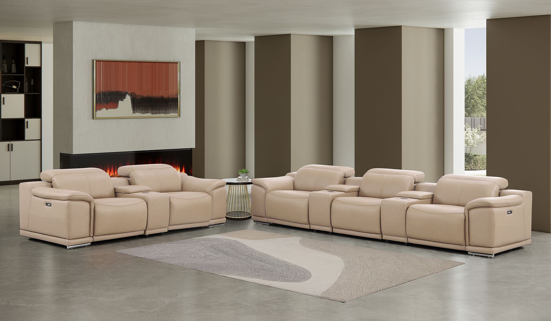 2679 - Power Reclining Sofa And Loveseat In Genuine Leather (5 Recliners With Power Headrests & 3 Consoles)