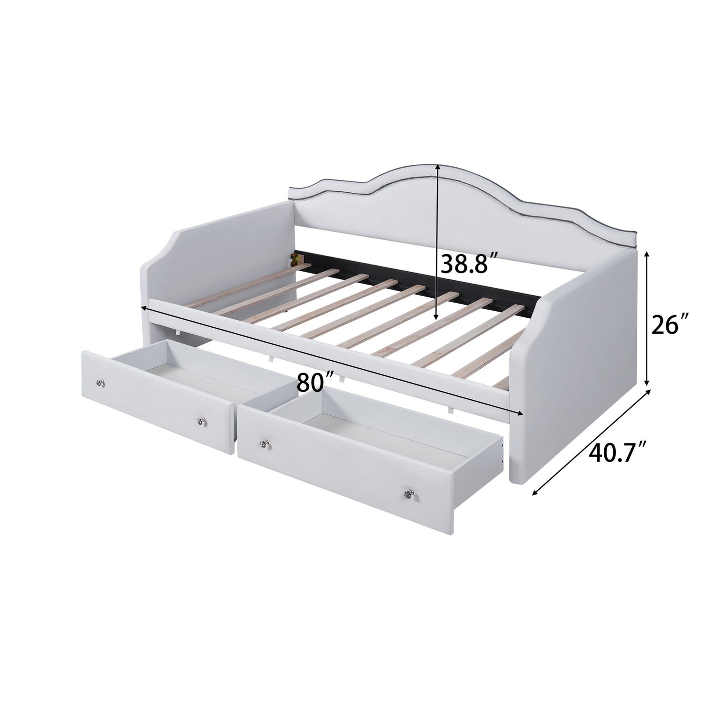Upholstered Daybed With LED Lights And 2 Drawersme