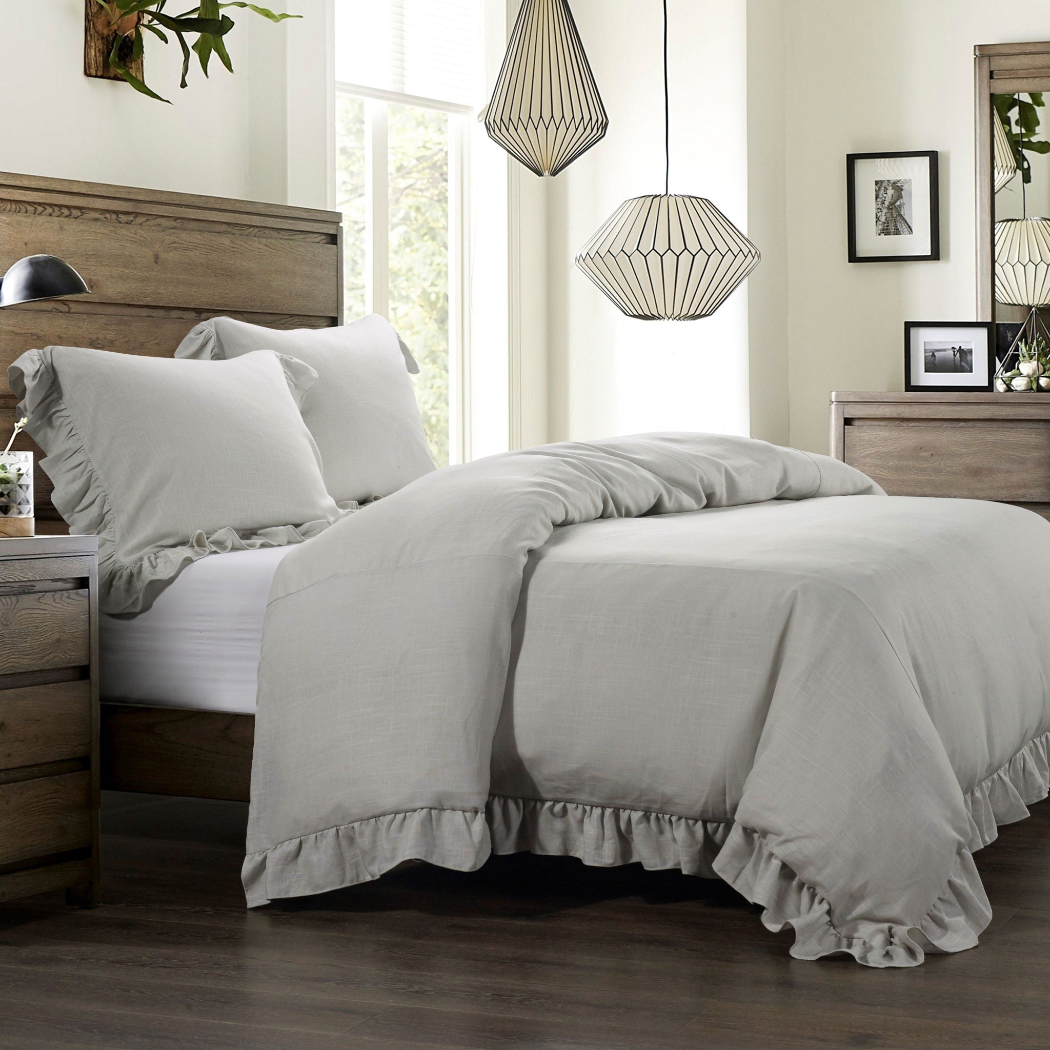 Lily - Twin Washed Linen Duvet Cover - Light Gray