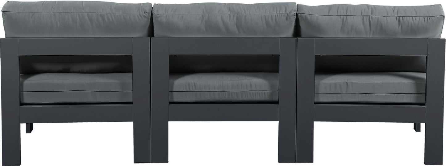Nizuc - Outdoor Patio 3 Seat Armless Modular Sofa With Gray Frame