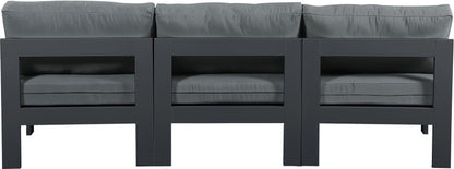 Nizuc - Outdoor Patio 3 Seat Armless Modular Sofa With Gray Frame