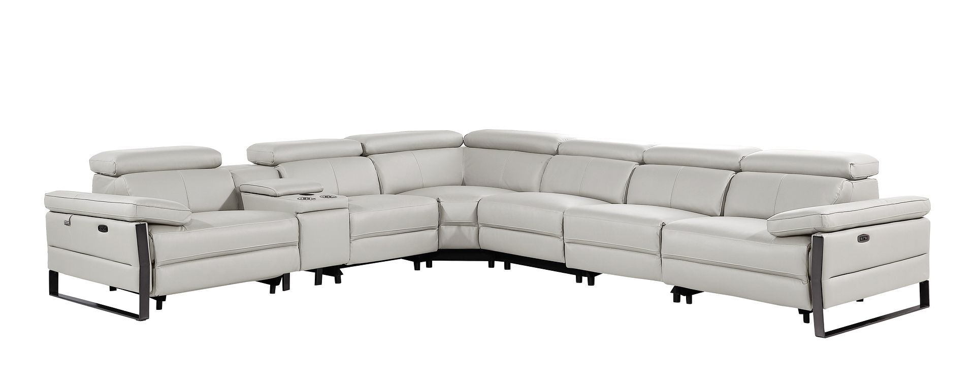 1246 - 7-Piece L-Shaped Modular Power Reclining Sectional With 4 Power Recliners And Power Headrests