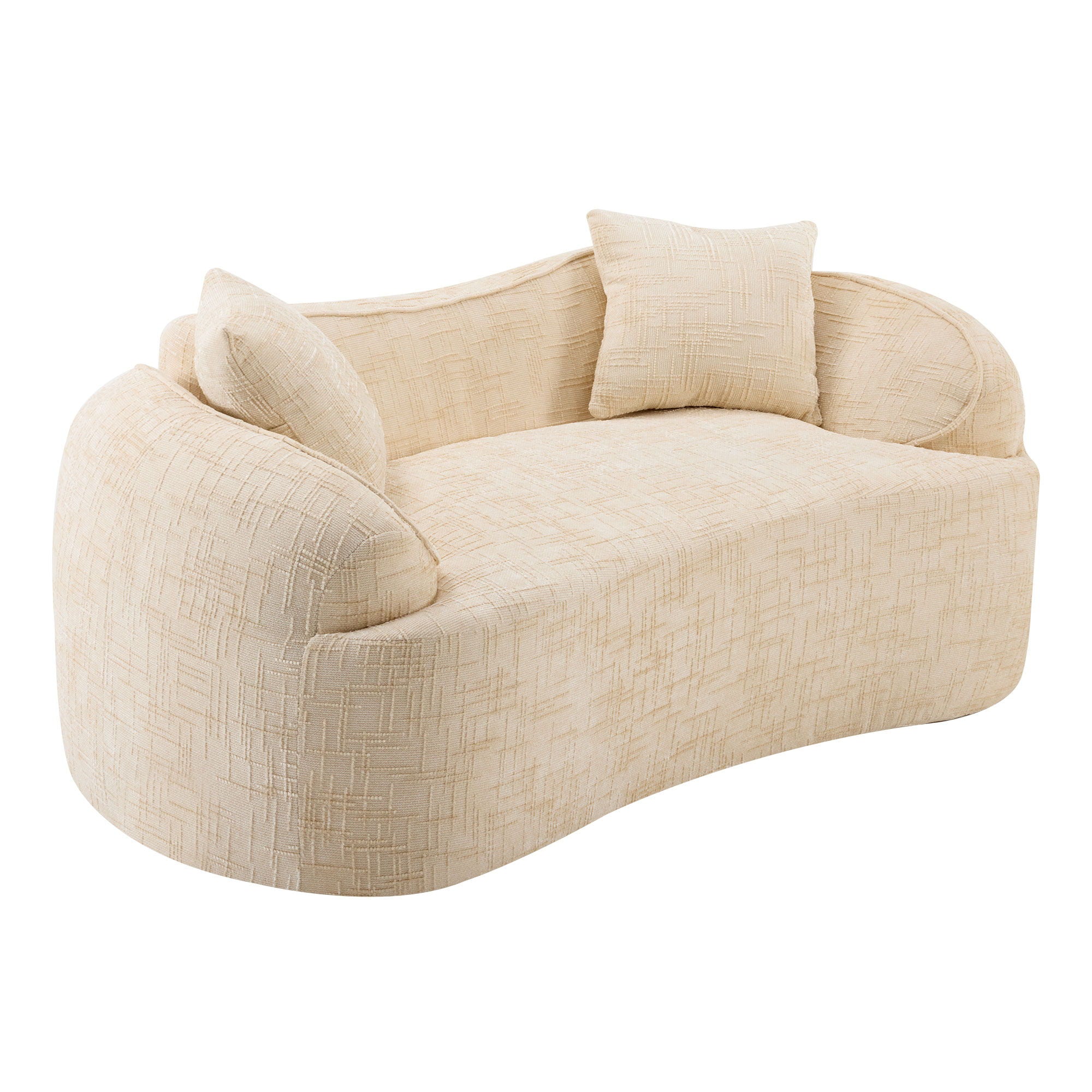Curved 2 Person Compress Sofa With Armrests, Includes Pillows