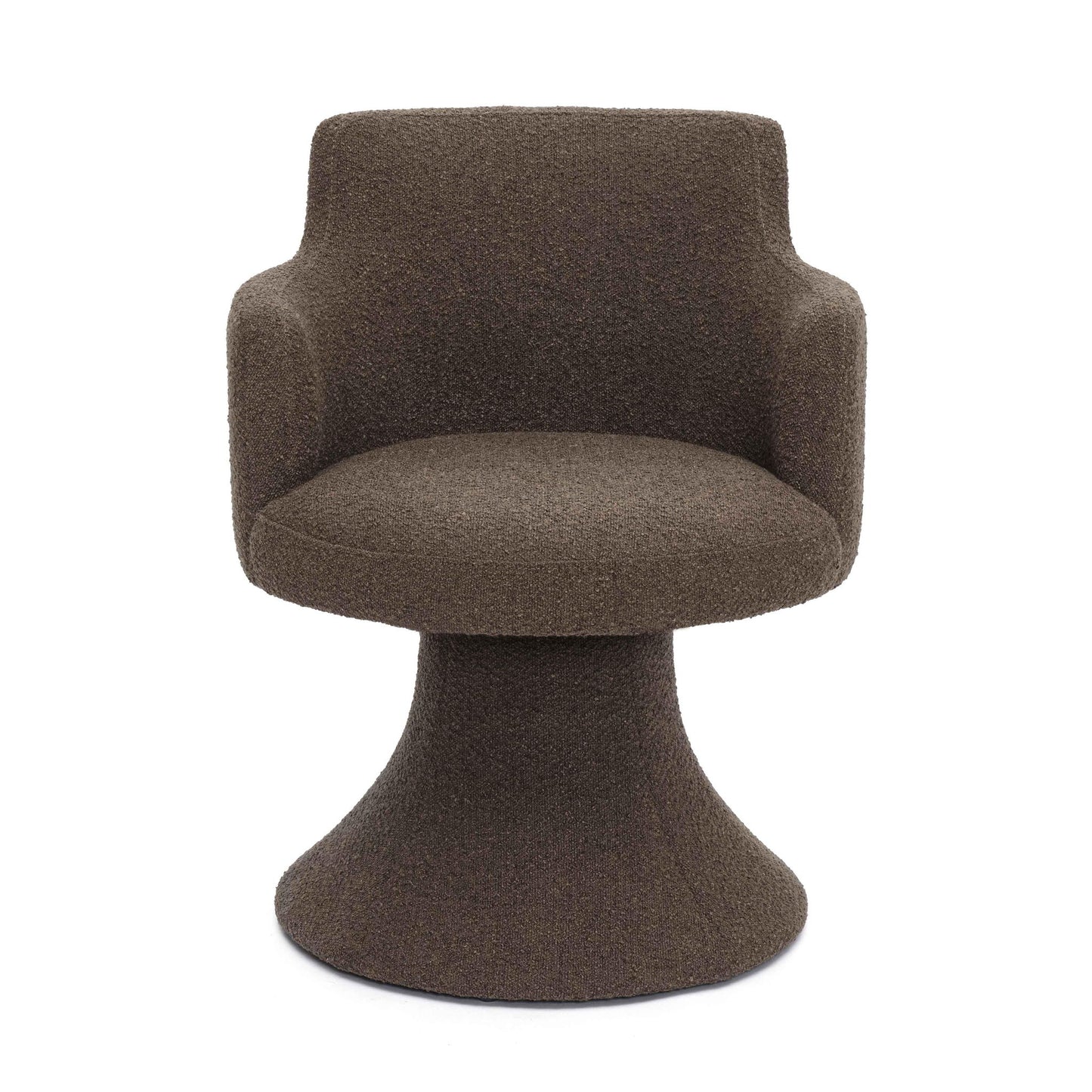 Jeffree - Performance Boucle Swivel Dining Chair - Chocolate Brown