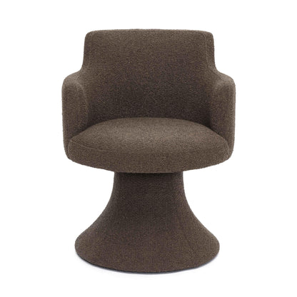 Jeffree - Performance Boucle Swivel Dining Chair - Chocolate Brown