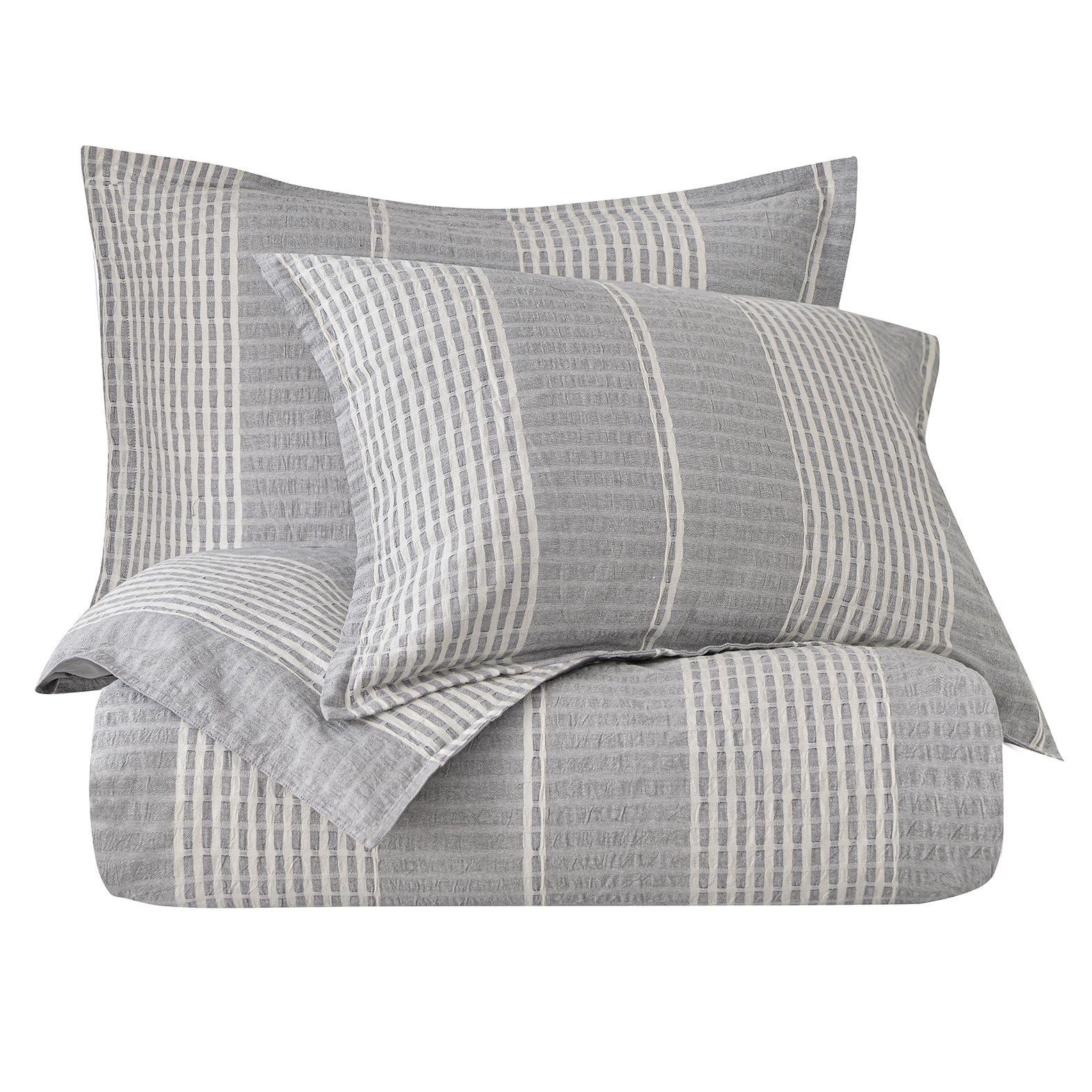 Lane - Queen Stripe Duvet Cover Set (Set of 3) - Gray