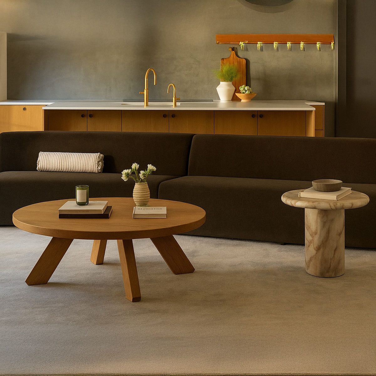 Naomi - Convex Sofa - Dark Brown