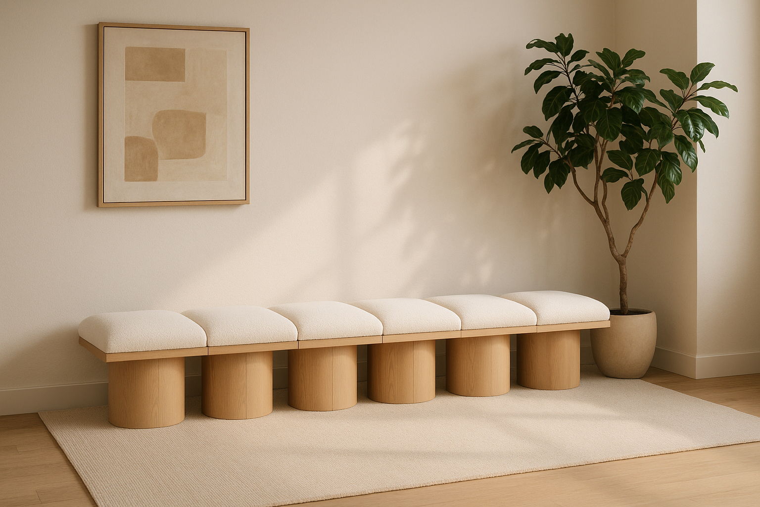Pavilion - 6 Piece Modular Bench With Natural Base
