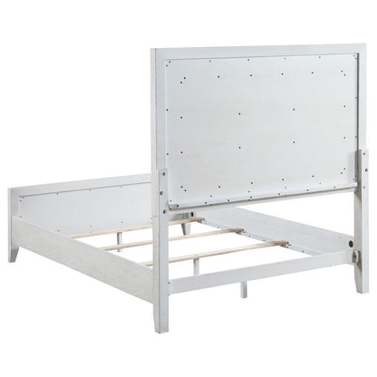 Marielle - Queen Headboard LED Panel Bed - Distressed White