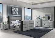 Isabella - 5 Piece Queen Bedroom Set (Queen Bed With LED, TV Lift, Bluetooth Speaker And Firpeplace Crystal) - Gray