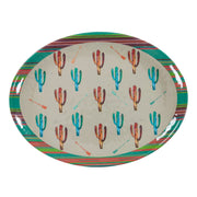 Saguaro Cactus - Cactus Design Melamine Serving Platter - Turquoise / Red
