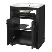 Bathroom Vanity With Integrated Sink, 2 Door Cabinet With Tip Out Drawer, Rectangular Design