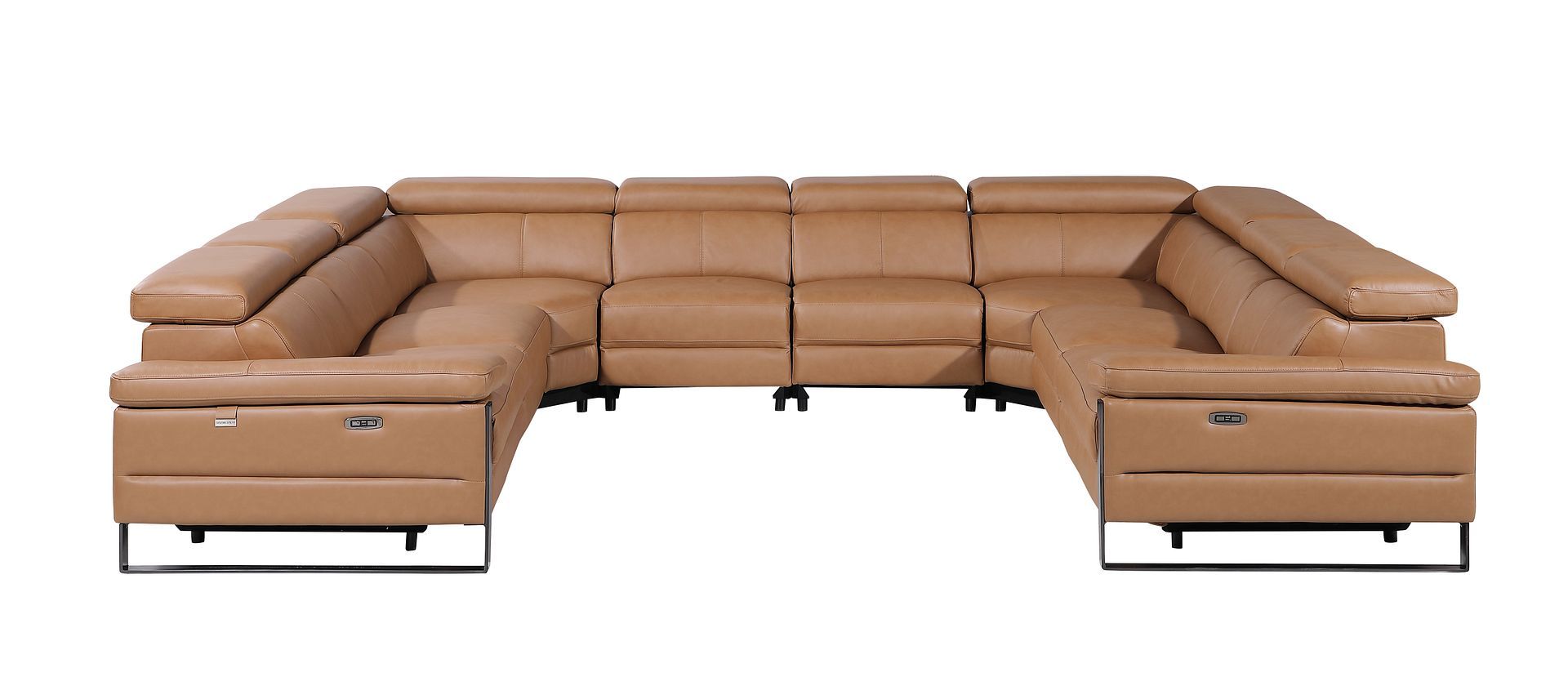 1246 - 8-Piece U-Shaped Modular Power Reclining Sectional With 4 Power Recliners And Power Headrests
