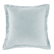 Stella - Faux Silk Velvet Flanged Euro Sham - Icy Blue