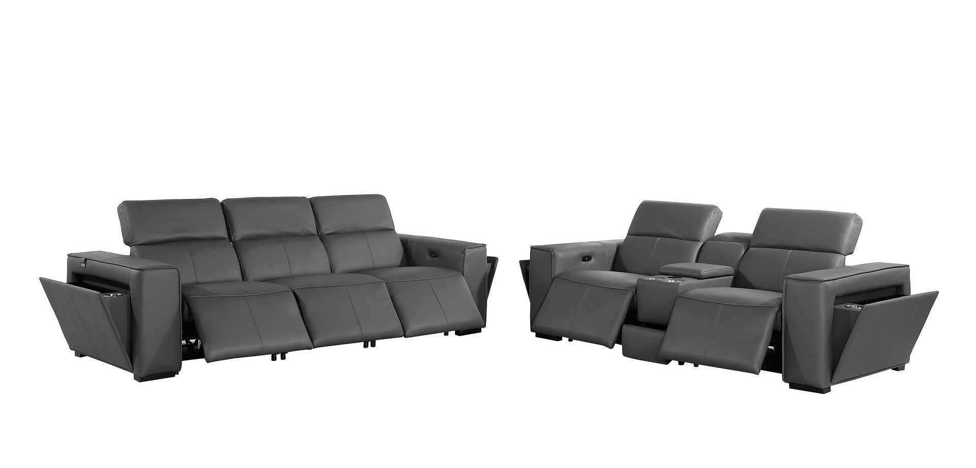 1224 - 6-Piece Modular Power Reclining Sofa And Console Loveseat Set In With 5 Power Recliners & Power Headrests