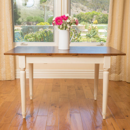 Rectangle Dining Table With Cream Legs - Dark Oak