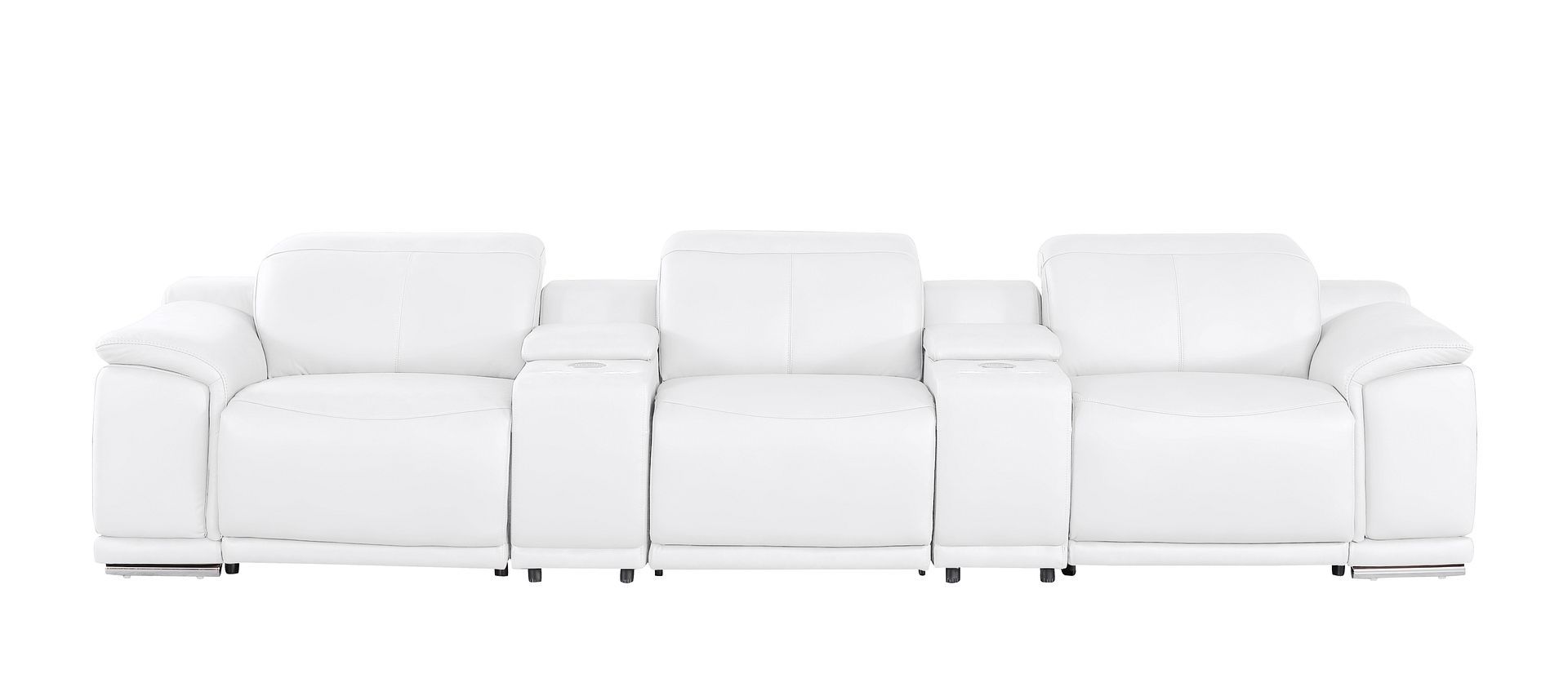 2679 - Genuine Leather Sofa With 3 Power Recliners & Dual Storage Consoles