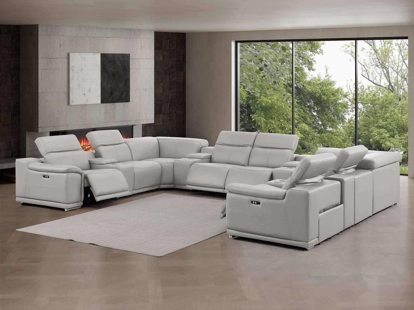 2679 - 12-Piece U-Shaped Power Reclining Sectional In Genuine Leather (4 Recliners)