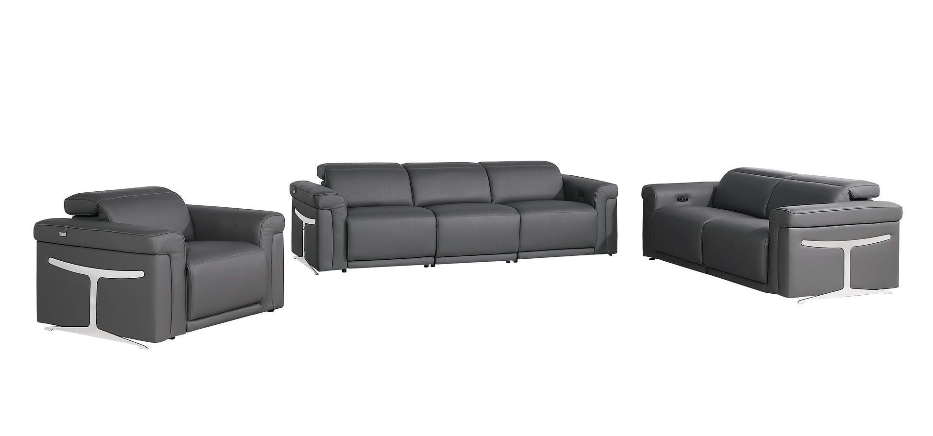1126 - 6-Piece Modular Power Reclining Sofa, Loveseat & Chair Set In With 6 Power Recliners & Power Headrests