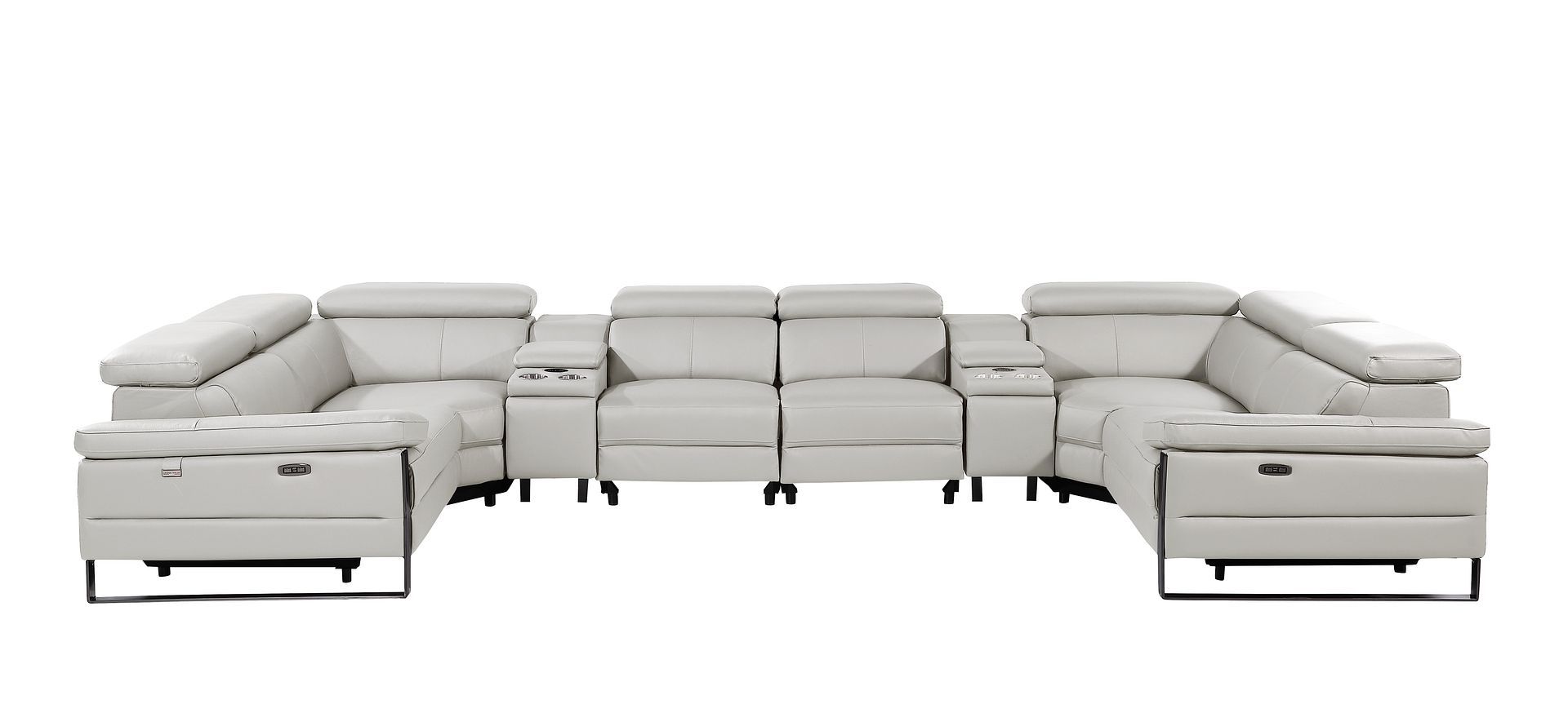1246 - 8-Piece U-Shaped Modular Power Reclining Sectional With 4 Power Recliners And Power Headrest