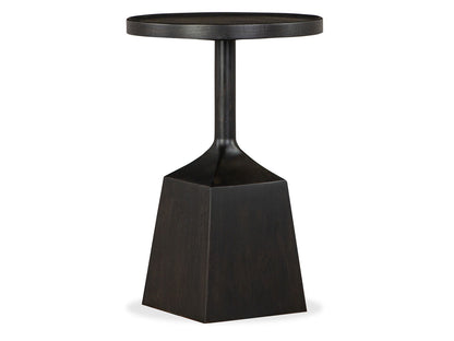 Lindon - Dark Round Pedestal Accent End Table - Belgian Wheat