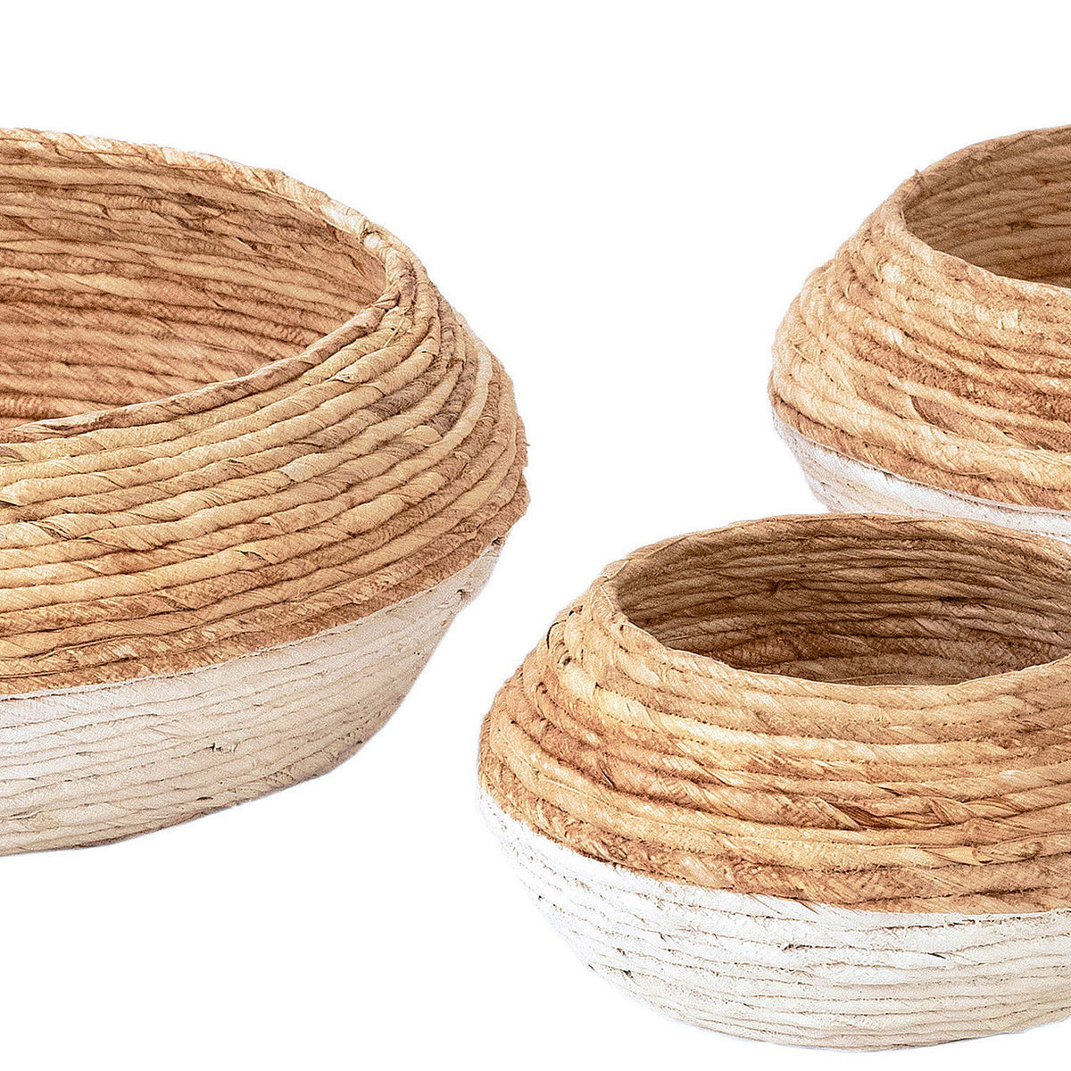 Abaca - Basket (Set of 3) - Natural With White