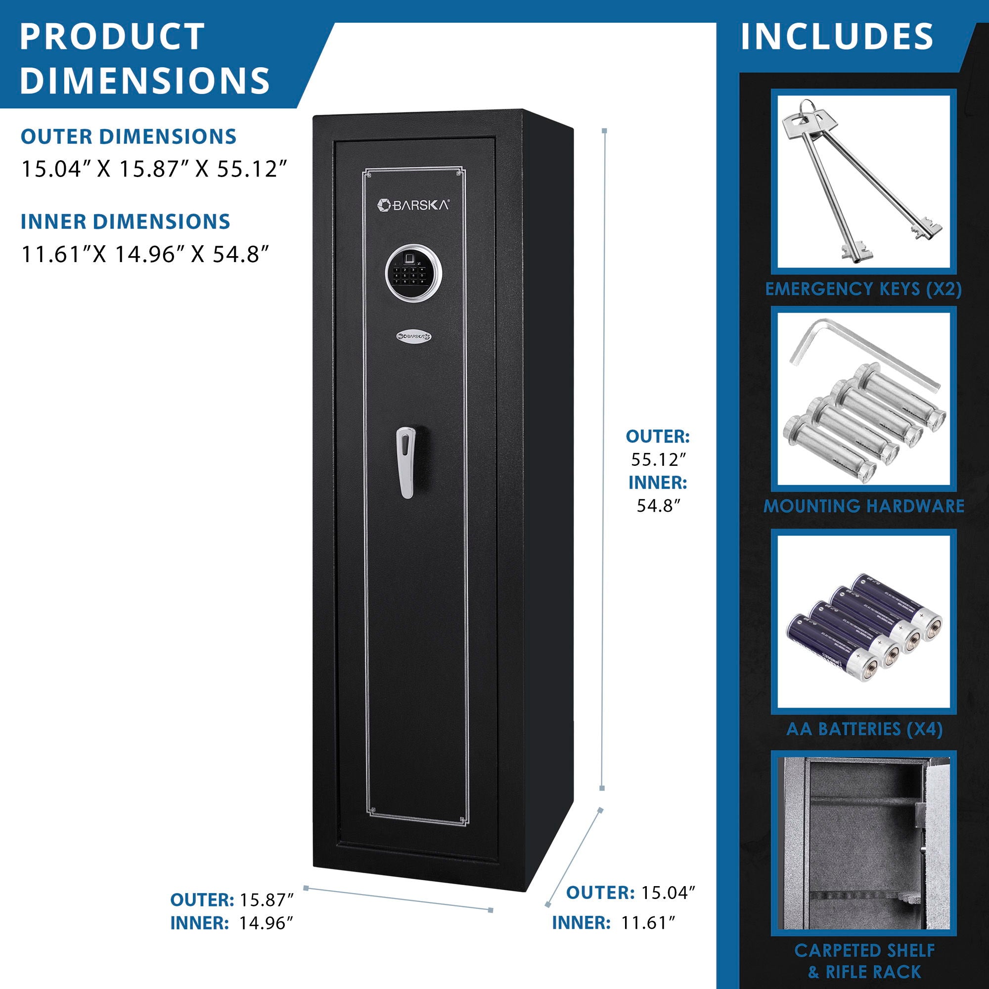 5.51 Cubic Ft Biometric Keypad Riflesafe - Black