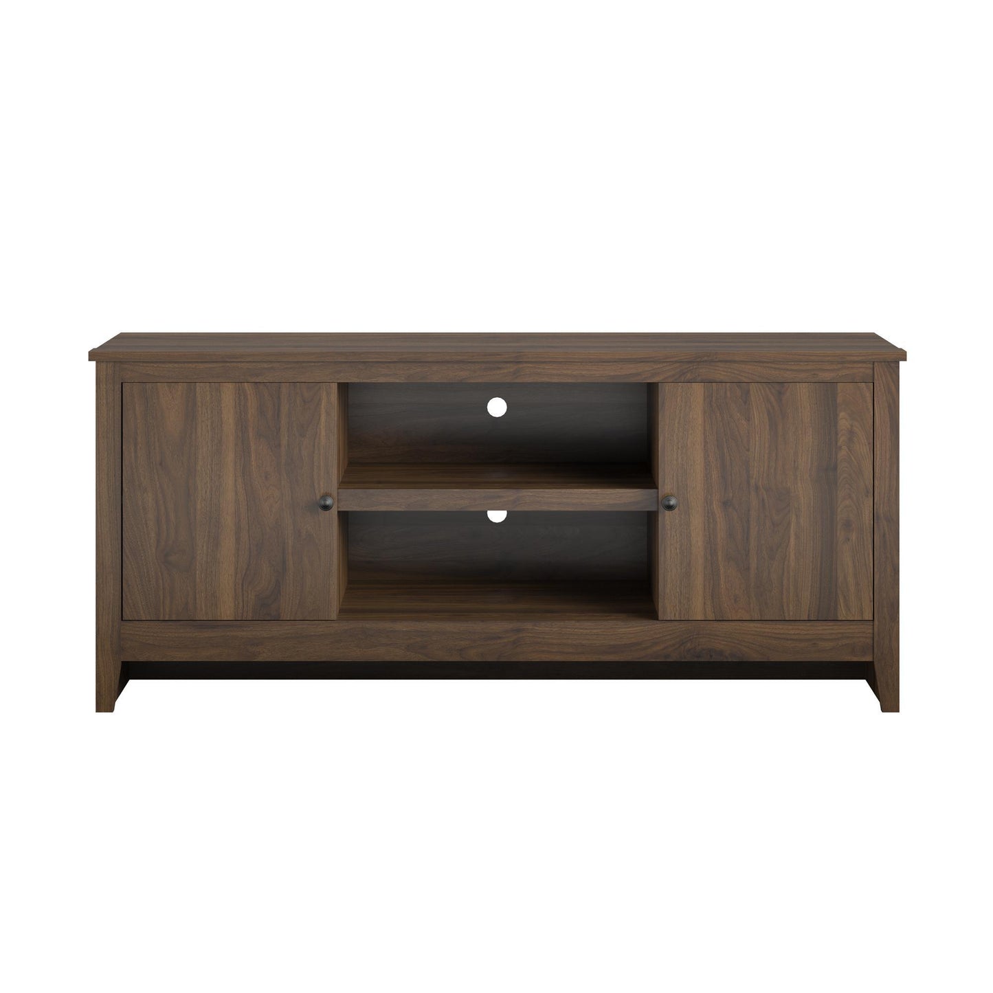 TV Stand For TVs Up To 65" With Open Shelves And Storage Cabinets - Walnut