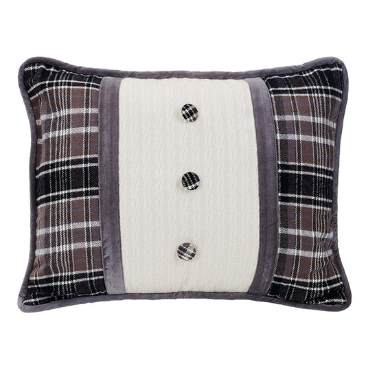 Whistler - Cover Buttoned Velvet Oblong Pillow - White / Brown