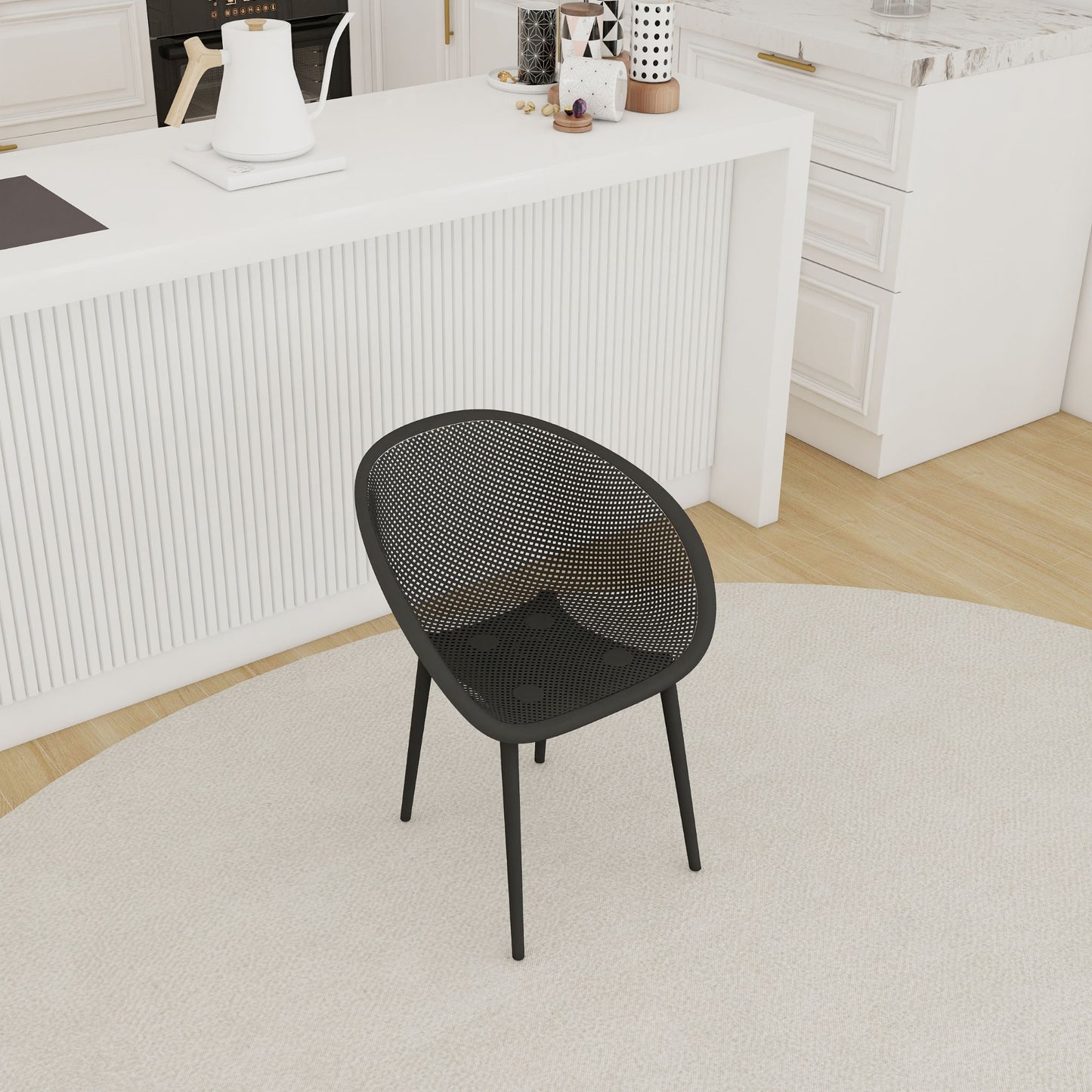 2 Piece Durable Single Chair With Mesh Hollow Out Design