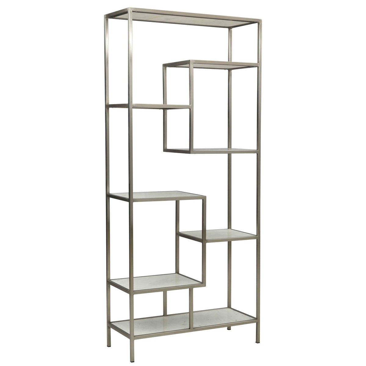 Monroe - Bookcase - Antique Nickel And Natural White
