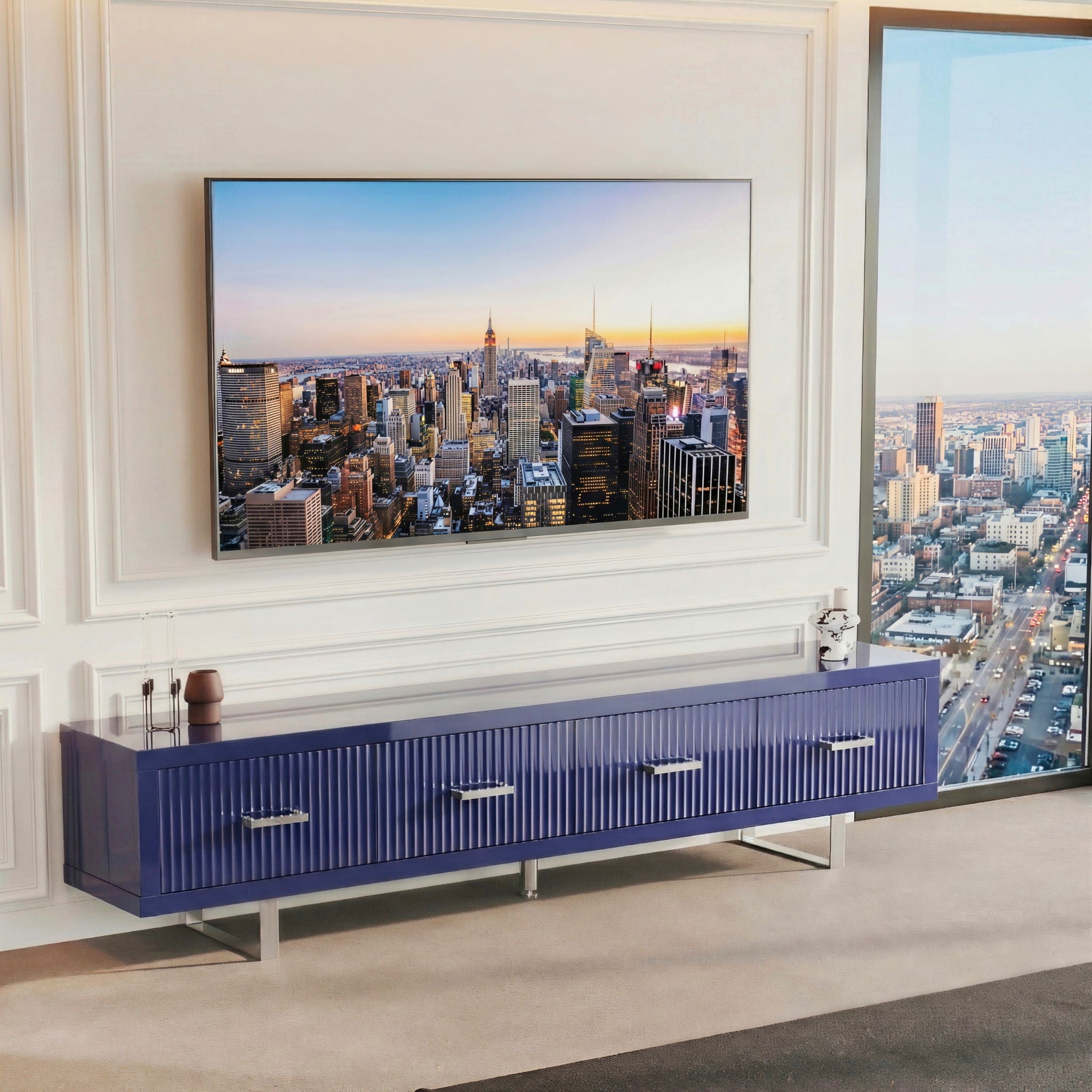 TV Stand With Slatted Drawers