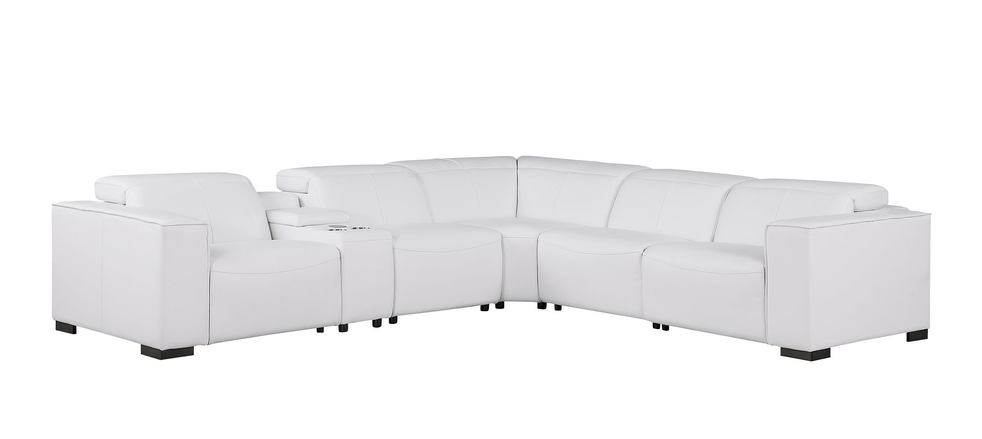 1208 - 6-Piece L-Shaped Leather Reclining Sectional With 3 Power Recliners