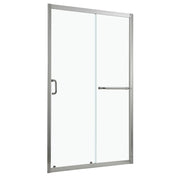 Single Sliding Bypass Shower Enclosure With Tempered Glass And - Brushed Silver