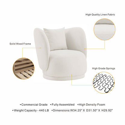 Weave - Accent Chair With Pillow, Comfortable Seating For Living Room - Cream