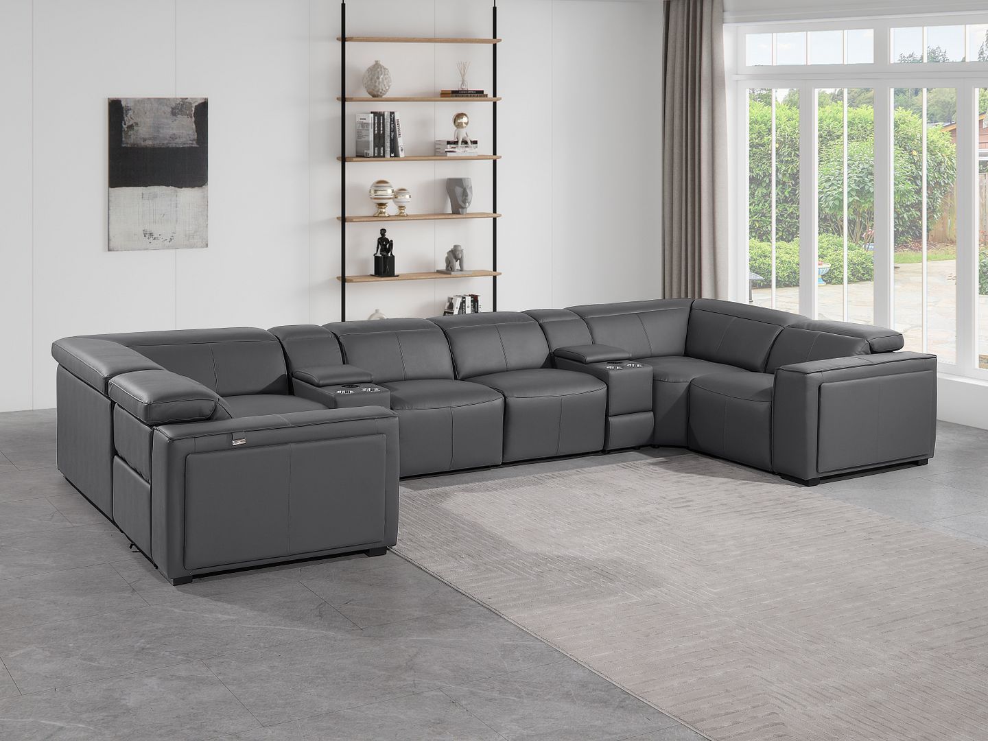 1224 - 8-Piece U-Shaped Sectional Sofa In With 2 Power Recliners & Power Headrests