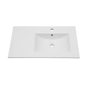Rectangular Single Vanity Top With 1 Faucet Hole And Overflow, 32" X 18", Spacious Left Countertop For Storage - White
