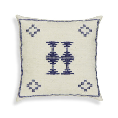Aztec - 20" Square Accent Cushion Cover - Cream / Indigo
