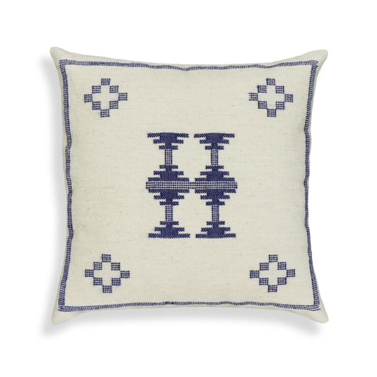 Aztec - 20" Square Accent Cushion Cover - Cream / Indigo