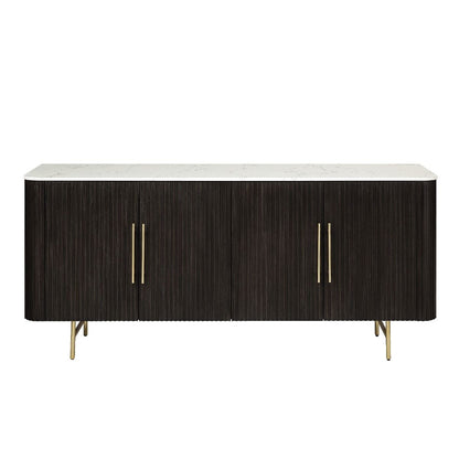 Clayten - Server - White Natural Marble Top & Espresso