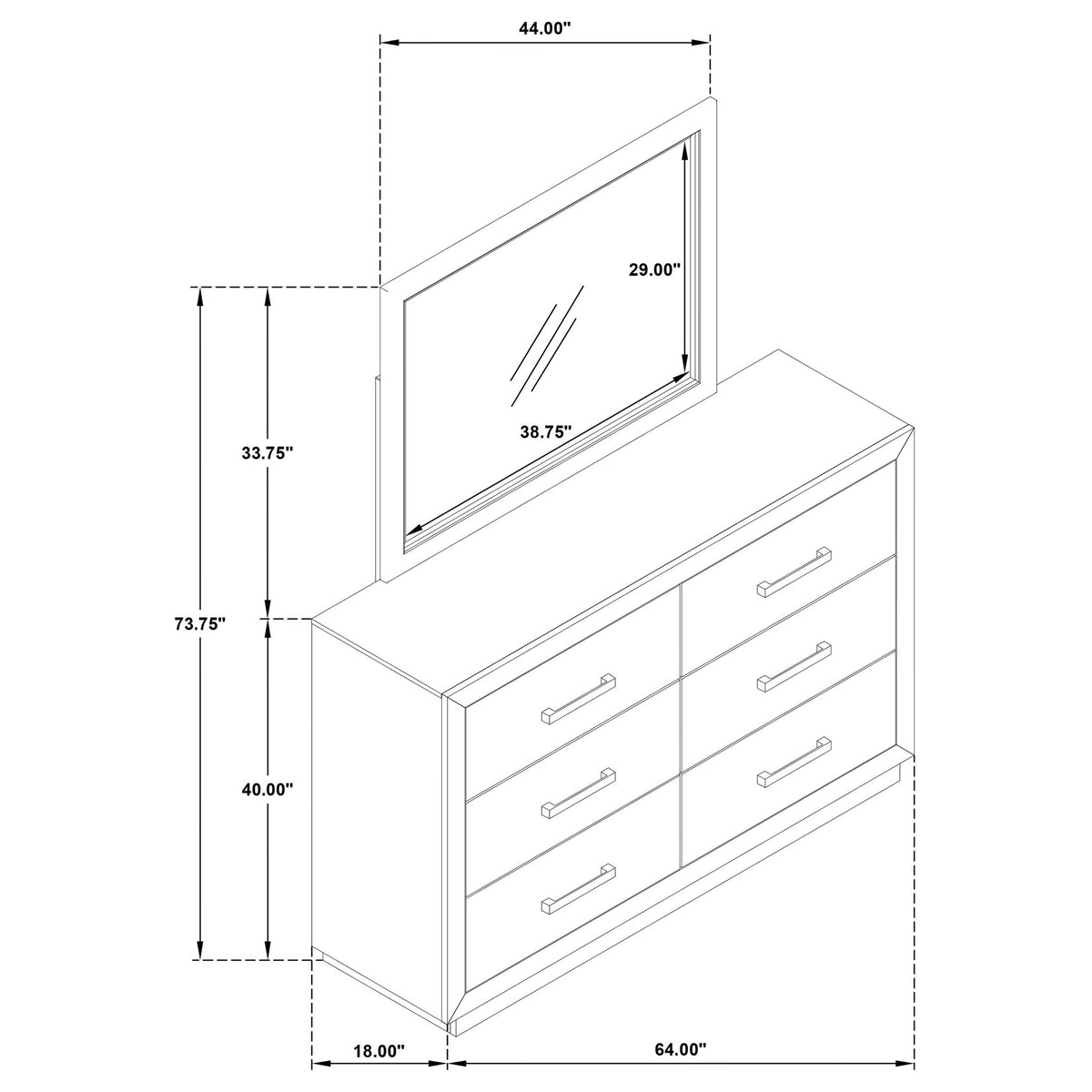 Gibbons - 6 Drawer Dresser And Mirror Set - Brown