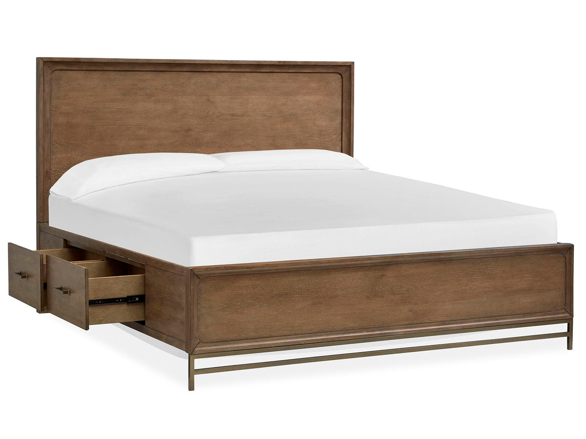 Lindon - Complete Panel Bed With Storage Rails - Belgian Wheat