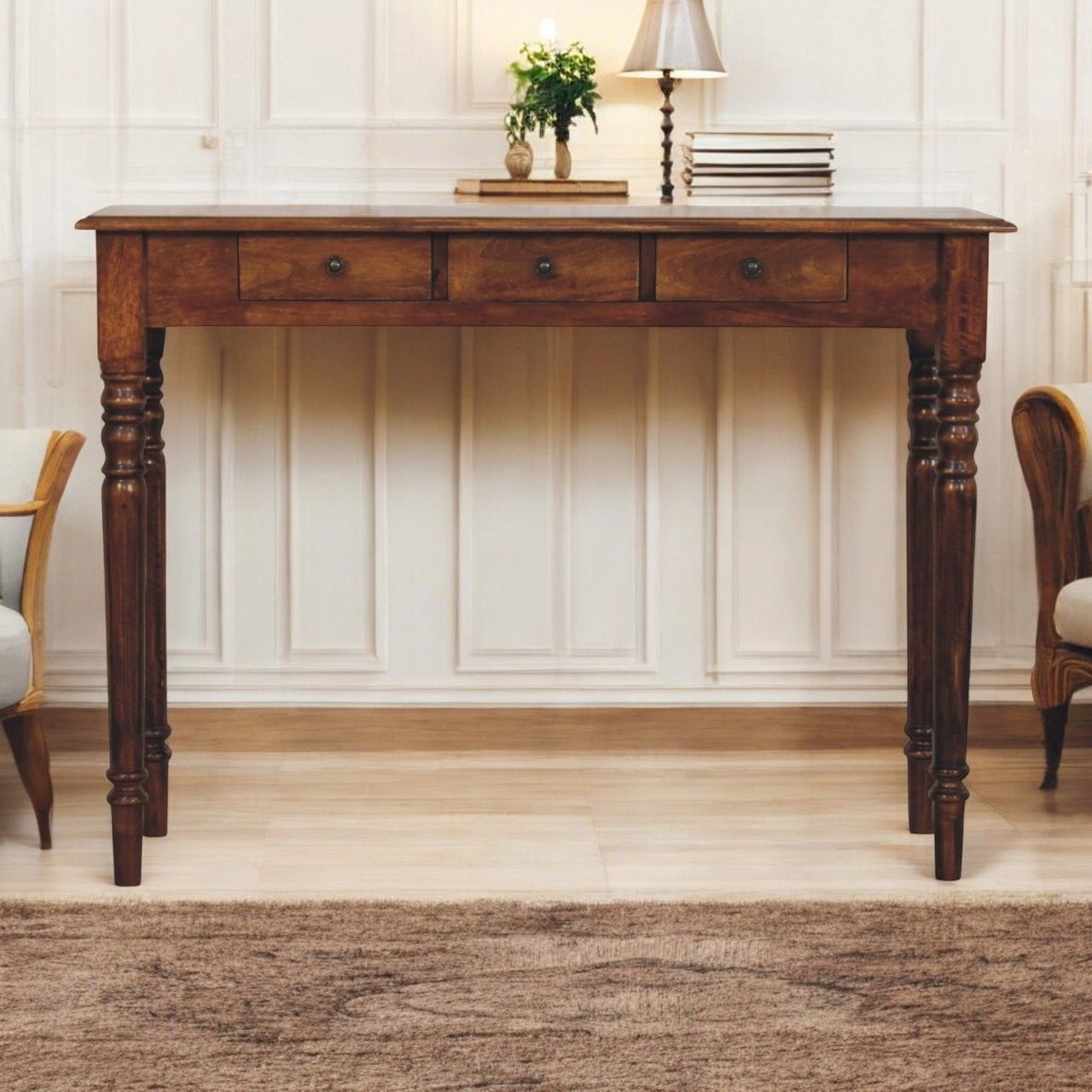 Turned Legs Drawer Console Table