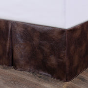 Brown Faux Leather - Full Bed Skirt - Brown