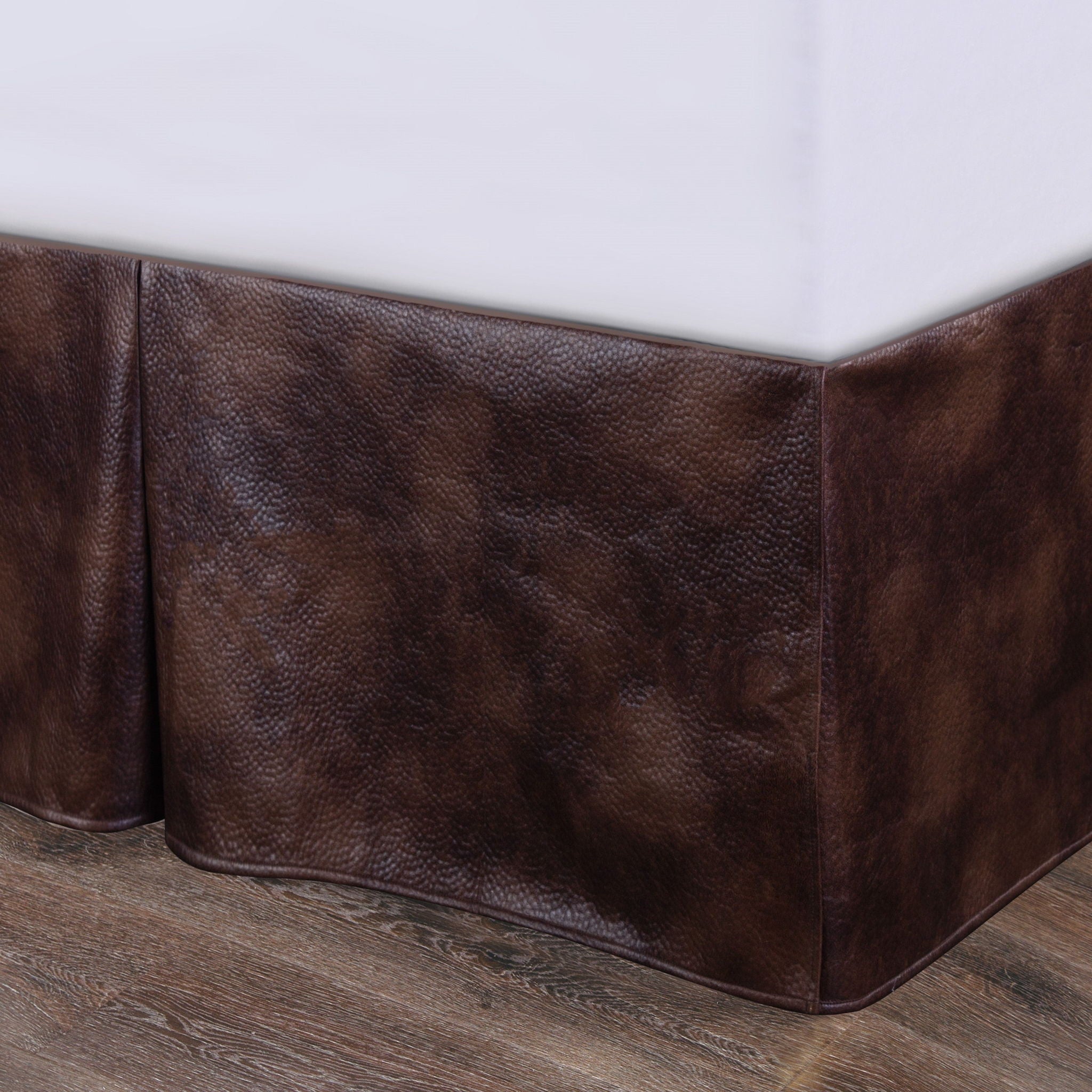 Brown Faux Leather - Full Bed Skirt - Brown