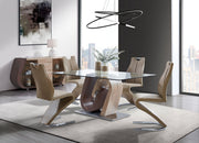 D4126 - 5 Piece Dining Room Set (Dining Table And 4 Dining Chairs) - Dark Brown / Oak / Silver
