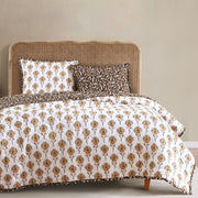 Woodstock - Full/Queen Reversible Quilt Set (Set of 3) - White / Tan